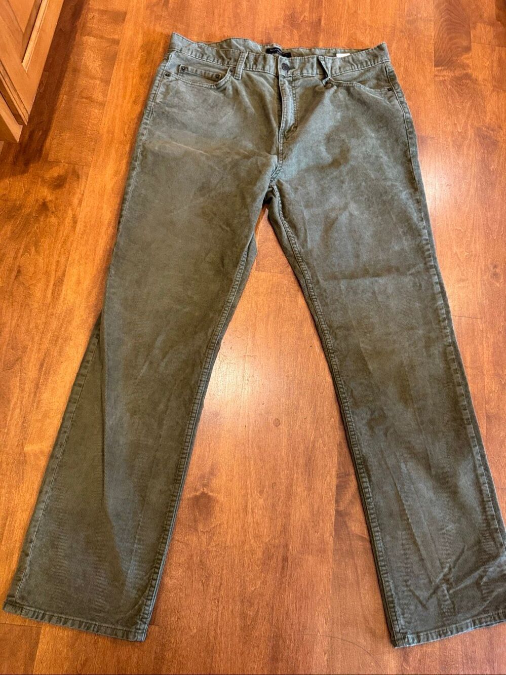 Banana Republic Mens Corduroy Pants 36x32 Slim Fit Olive Green Stretch